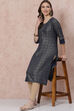 Indigo Art Silk Kurta image number 5
